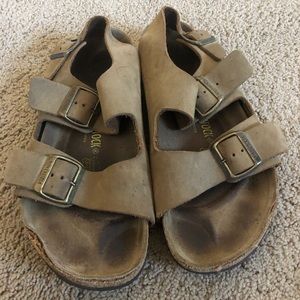 Tan Birkenstock’s with ankle straps